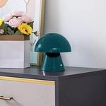 Lindby LED-Akkutischlampe Nevijo, petrol, &Oslash;18cm, USB, Dimmer