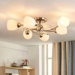 Lindby Deckenleuchte Tatas, &Oslash; 64 cm, nickel, 6-flammig, Glas