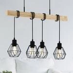 H&auml;ngeleuchte Townshend, L&auml;nge 70 cm, schwarz/eiche, 4-flg.