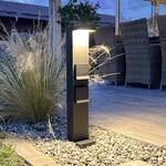 LED-Sockellampe Steckdosens&auml;ule Lerna, 60 cm, Alu dunkelgrau