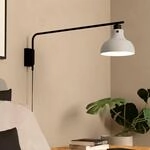 Wandleuchte Matlock, Ausladung 80 cm, grau/schwarz