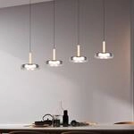 LED-H&auml;ngelampe Celeste chrom/holz 115 cm 4-flg. Glas dimmbar