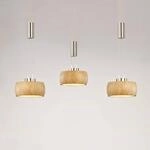 LED-H&auml;ngelampe Shine-Wood, Eiche/nickel, L&auml;nge 100 cm 3-flg.