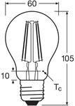 OSRAM LED-Leuchtmittel Birne Filament E27 7W 827 4er-Pack