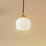 Lindby H&auml;ngeleuchte Nolane, &Oslash; 11 cm, Keramik, wei&szlig;/messing