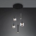 H&auml;ngelampe Mataro, chrom/schwarz, &Oslash; 55 cm 5-flg. Glas/Metall