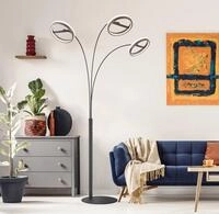 LED-Stehlampe Della, H&ouml;he 190 cm, schwarz/dunkelgrau, 3-flg.
