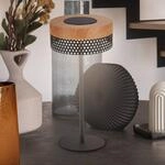 Akku-Tischleuchte Booha, braun, Metall, IP44, dimmbar