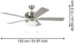 Deckenventilator Ballina, E27, nickel matt, Zugschalter
