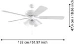 Deckenventilator Las Palmas, 3 x E27, Zugschalter, wei&szlig;