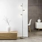 LED-Stehleuchte Lea, H&ouml;he 157,5 cm, chrom, 3-flg., Metall