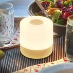 LED-Akku-Tischleuchte Cita Holzoptik, USB-C, 2.700 K, Dimmer