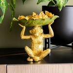 KARE Deko-Schale Banana Leaf, goldfarben/gr&uuml;n, handbemalt