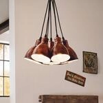 Vintage-Pendelleuchte Priddy 1 7flg., kupfer antik