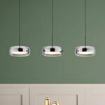 LED-H&auml;ngeleuchte Livion, rauchgrau/schwarz, Glas, 85 cm