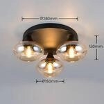 Deckenleuchte Divina, amberfarbig, &Oslash; 39 cm, 3-flammig, Glas