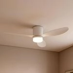 Lucande LED-Deckenventilator Kayu, wei&szlig;, DC, leise, &Oslash; 132 cm