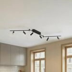 Lindby LED-Deckenleuchte Eldrin, 6-flammig, Spots, schwarz