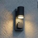 Lindby Au&szlig;enwandlampe Enerio, schwarz, Steckdose, GU10, IP44