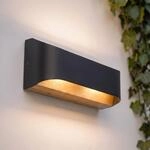 Lindby LED-Au&szlig;enwandleuchte Lenore, schwarz, Metall, 36,5cm