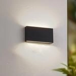 Lindby LED-Au&szlig;enwandlampe Jarte, schwarz, Metall, 17cm, IP54
