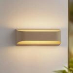 Lindby LED-Au&szlig;enwandleuchte Lenore, beige, Metall, 36,5cm