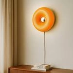 Lindby LED-Tisch-/Wandlampe Fjora, orange/chrom, &Oslash;30cm, dim.