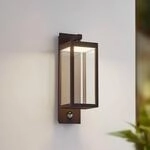 Lucande LED-Au&szlig;enwandlampe Ferdinand, rost, Sensor, IP54