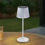 Lindby LED-Akku-Tischleuchte Esali, wei&szlig;, Rillen, 29cm