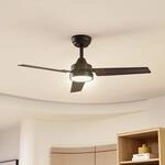 Lindby LED-Deckenventilator Aerallo, schwarz, CCT, leise