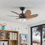 Lindby Deckenventilator Minja, schwarz, leise, 78 cm, E14
