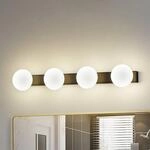Lucande LED-Bad-Wandlampe Myrra, schwarz, Glas, 60 cm, IP44
