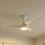 Lucande LED-Deckenventilator Airona, wei&szlig;, DC, leise, dim.