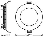 OSRAM LED-Deckeneinbauleuchte SLIM, &Oslash; 12 cm, 4.000 K, wei&szlig;
