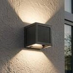 Prios LED-Solarwandleuchte Avvin, schwarz, W&uuml;rfel, Sensor