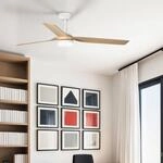 LED-Deckenventilator Punt M wei&szlig;/holz DC leise &Oslash; 130 cm CCT
