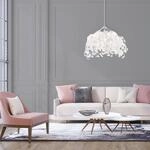 Pendellampe Leavy, chrom/wei&szlig;, &Oslash; 38 cm, Kunststoff