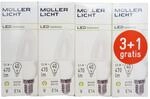 LED-Kerzenlampe E14 5,5W 2.700K Set 3+1 470lm matt