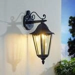 Au&szlig;enwandlampe Navedo, schwarz/silber, H&ouml;he 47 cm, abw&auml;rts
