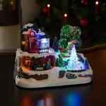 LED-Dekoleuchte Bahnhof mit Kristallweihnachtsbaum