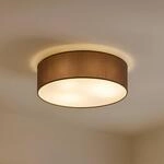 Lindby Deckenleuchte Sebatin, &Oslash; 40 cm, hellbraun, Stoff, E27