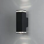 Au&szlig;enwandleuchte Pollux, 23,5 cm, schwarz, Aluminium, 2-flg.
