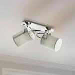 Deckenlampe Villabate mit 2 grauen Textilschirmen