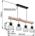 H&auml;ngeleuchte Mina, L&auml;nge 83 cm, schwarz/braun, 4-flg.