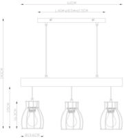 H&auml;ngeleuchte Mina, L&auml;nge 60 cm, schwarz/braun, 3-flg.