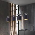 H&auml;ngelampe Tommy, schwarz/gold, L&auml;nge 75 cm, 4-flg., Stoff
