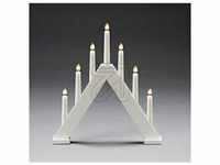 Konstsmide Christmas Kerzenleuchter aus Holz, 7-flammig, Höhe 34cm weiß