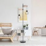 Stehleuchte Mina, schwarz/braun, H&ouml;he 168 cm, Metall/Holz