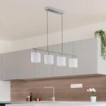 H&auml;ngelampe Tommy, nickel/wei&szlig;, L&auml;nge 75 cm, 4-flg., Stoff