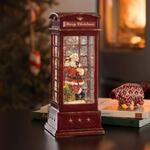 LED-Dekoleuchte Telefonzelle m. Weihnachtsmann